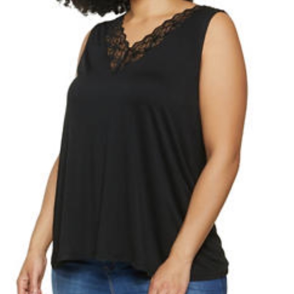 Rainbow Shops Sleeveless Lace Trim Top- New
